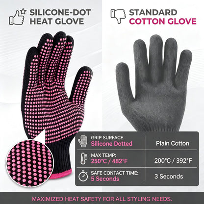 Professional Heat Resistant Glove for Hair Styling with Anti-Slip Silicone Dots