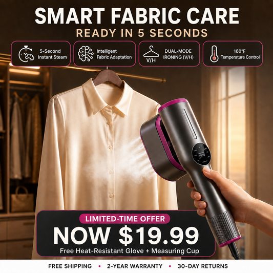 Travel Garment Steamer – 2-in-1 Vertical & Horizontal Steaming, Steam-Ready in 5 Seconds