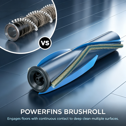 Cordless Stick Vacuum Cleaner, Powerfins Brushroll Handheld Vacuum for Home Hard Floor &amp; Carpet