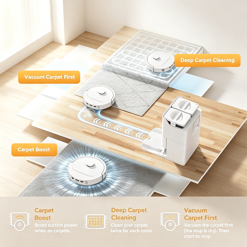 Robot Vacuum and Mop Combo with Multi‑Function Auto Dock, 10000Pa Suction Robotic Cleaner for Household Floor Cleaning