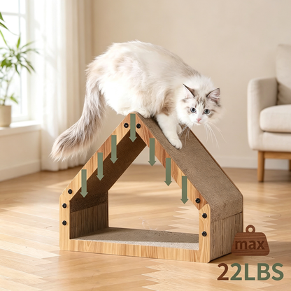 Triangular House Shape Cat Scratcher Bed with Hanging Toy
