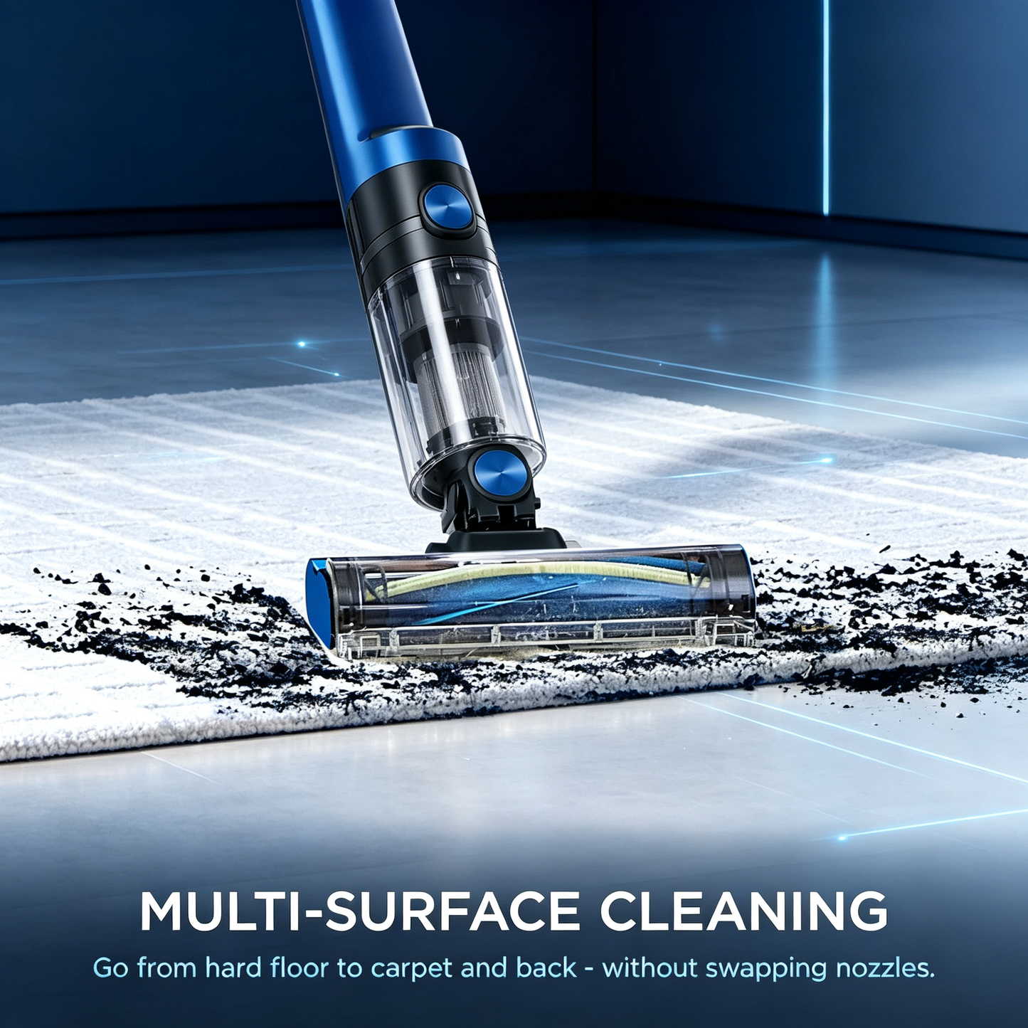 Cordless Stick Vacuum Cleaner, Powerfins Brushroll Handheld Vacuum for Home Hard Floor &amp; Carpet
