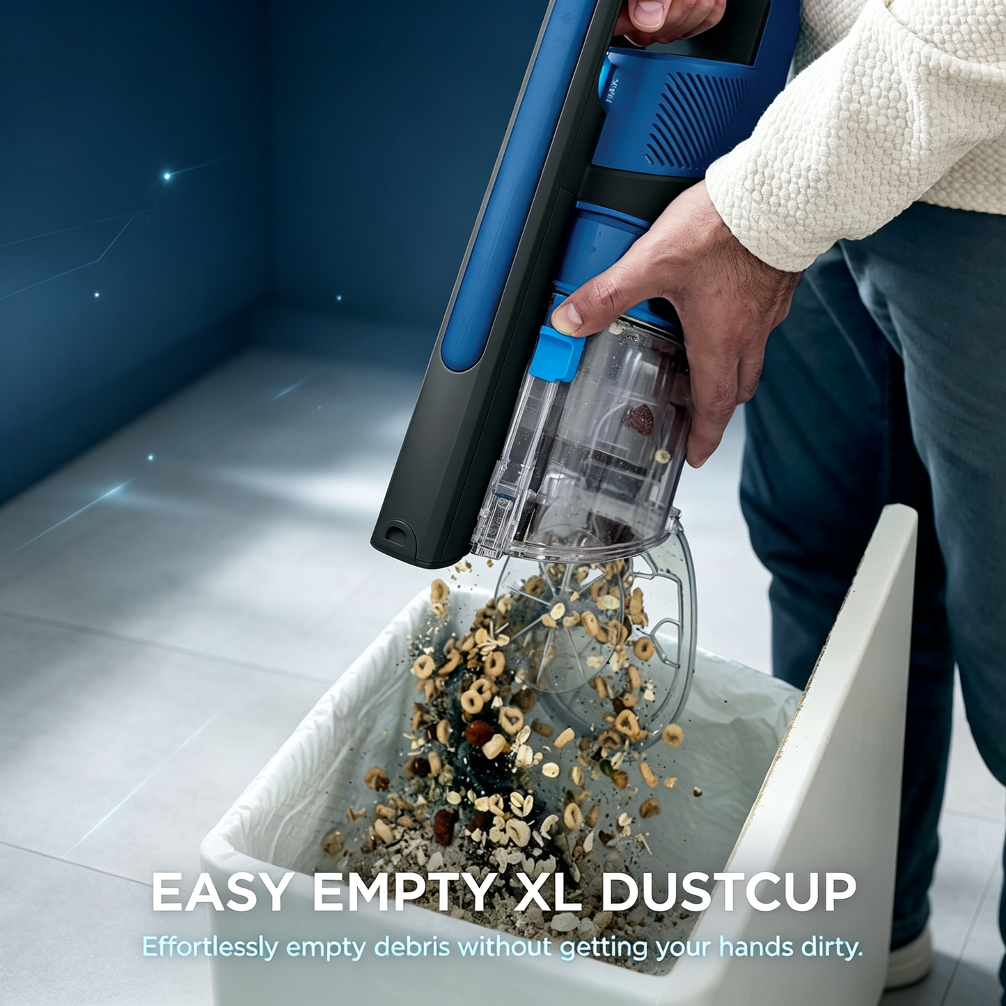 Cordless Stick Vacuum Cleaner, Powerfins Brushroll Handheld Vacuum for Home Hard Floor &amp; Carpet