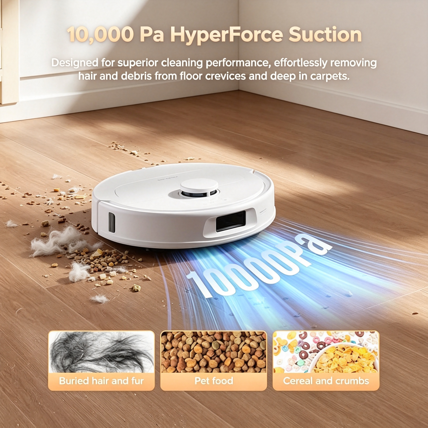Robot Vacuum and Mop Combo with Multi‑Function Auto Dock, 10000Pa Suction Robotic Cleaner for Household Floor Cleaning