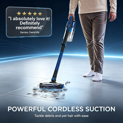 Cordless Stick Vacuum Cleaner, Powerfins Brushroll Handheld Vacuum for Home Hard Floor &amp; Carpet