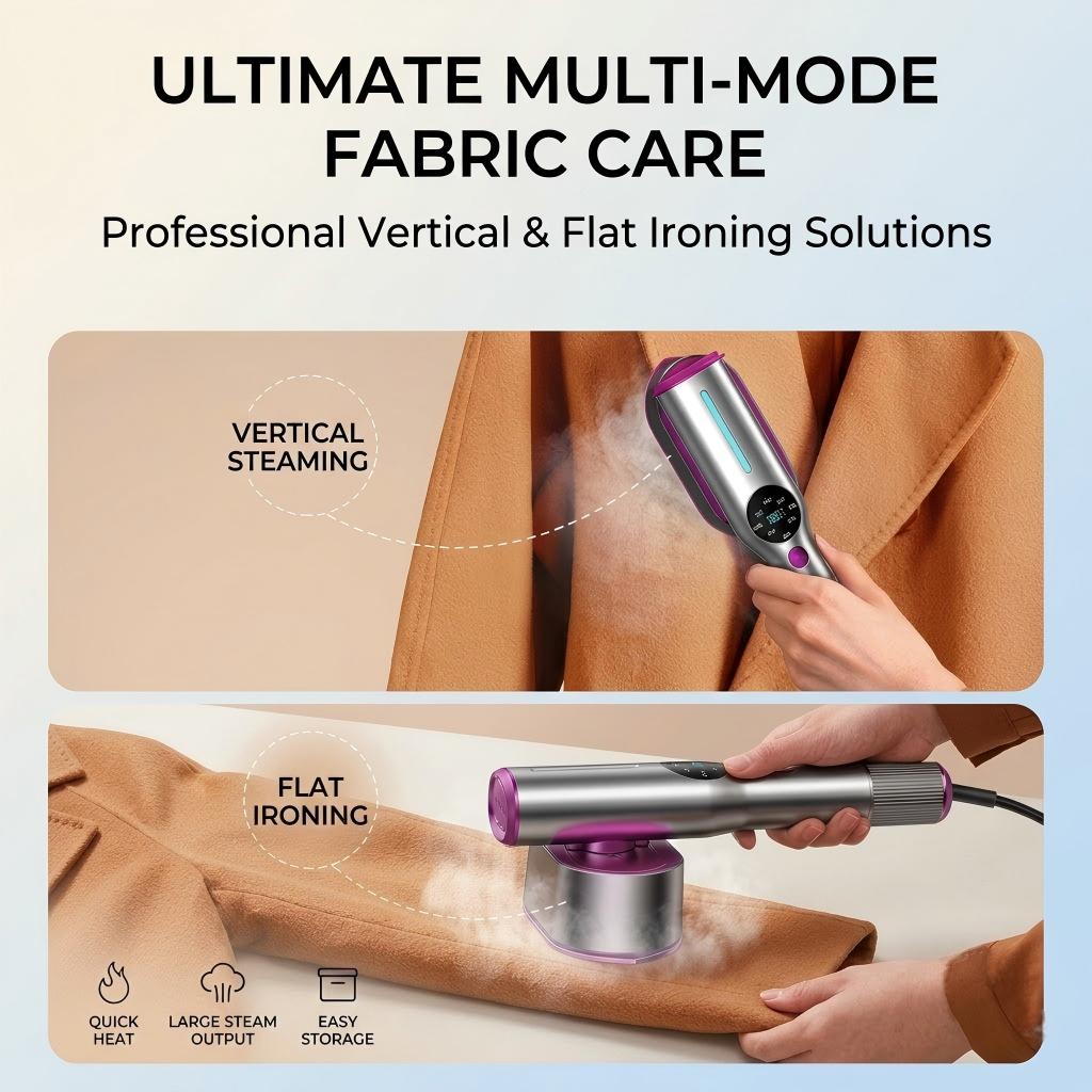 Travel Garment Steamer – 2-in-1 Vertical & Horizontal Steaming, Steam-Ready in 5 Seconds