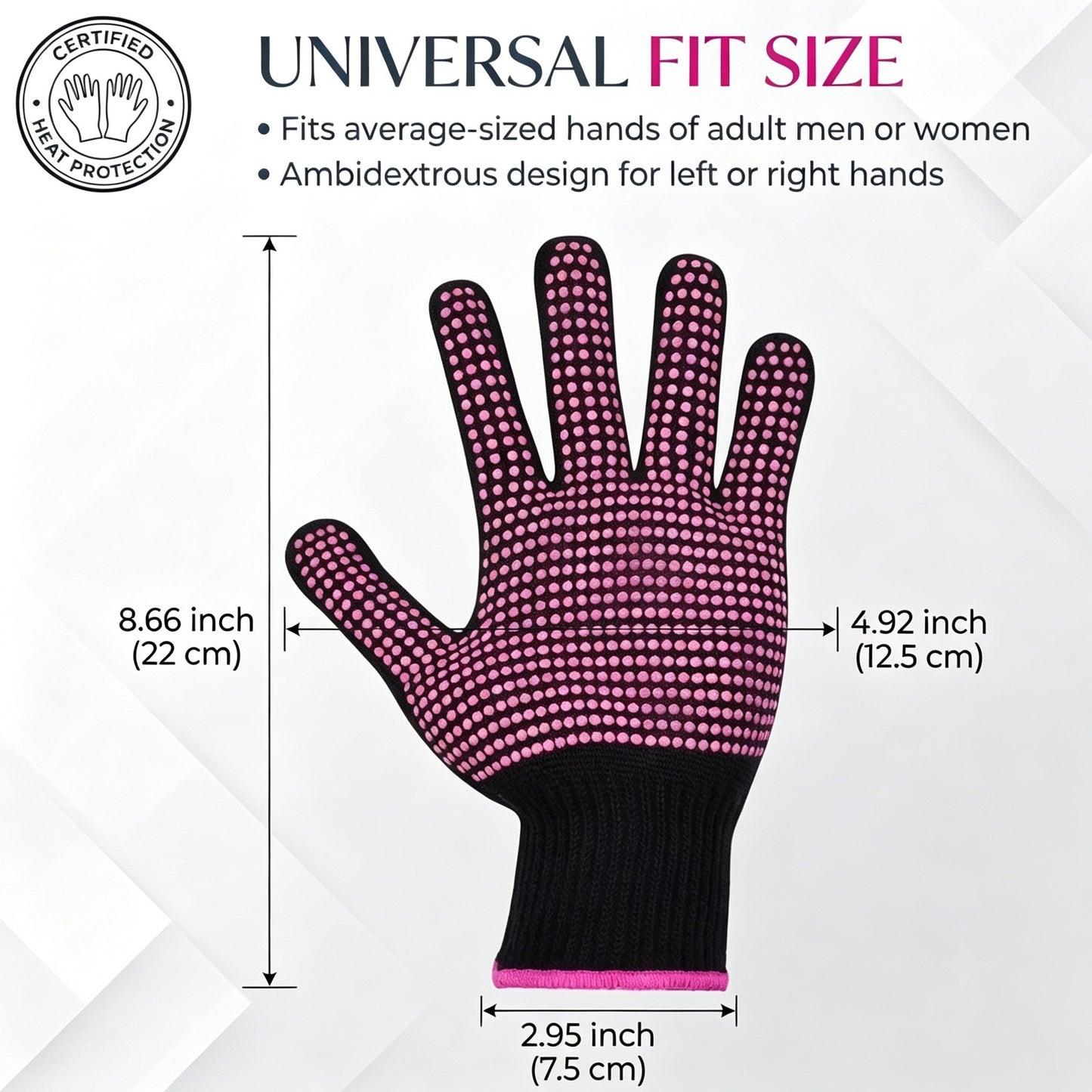Professional Heat Resistant Glove for Hair Styling with Anti-Slip Silicone Dots