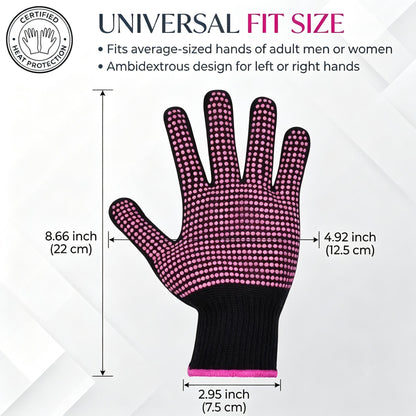 Professional Heat Resistant Glove for Hair Styling with Anti-Slip Silicone Dots