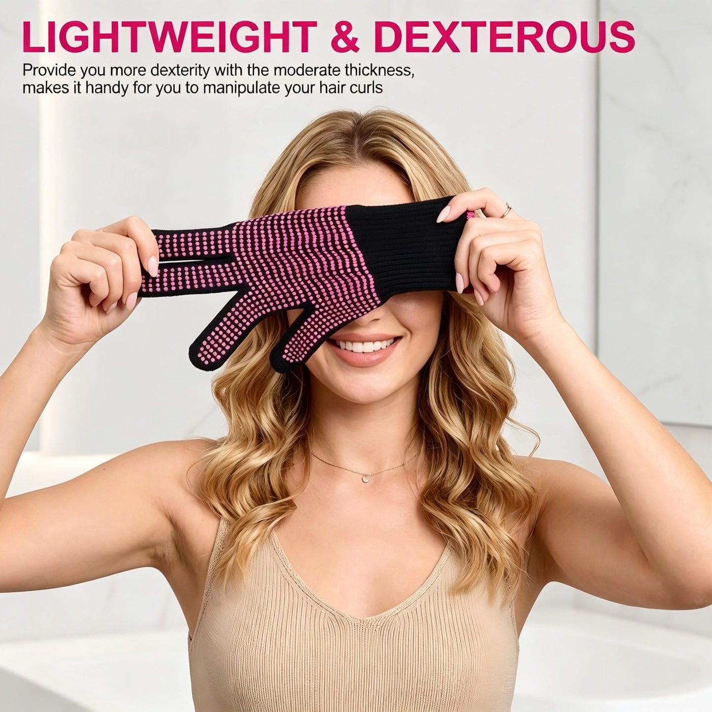 Professional Heat Resistant Glove for Hair Styling with Anti-Slip Silicone Dots